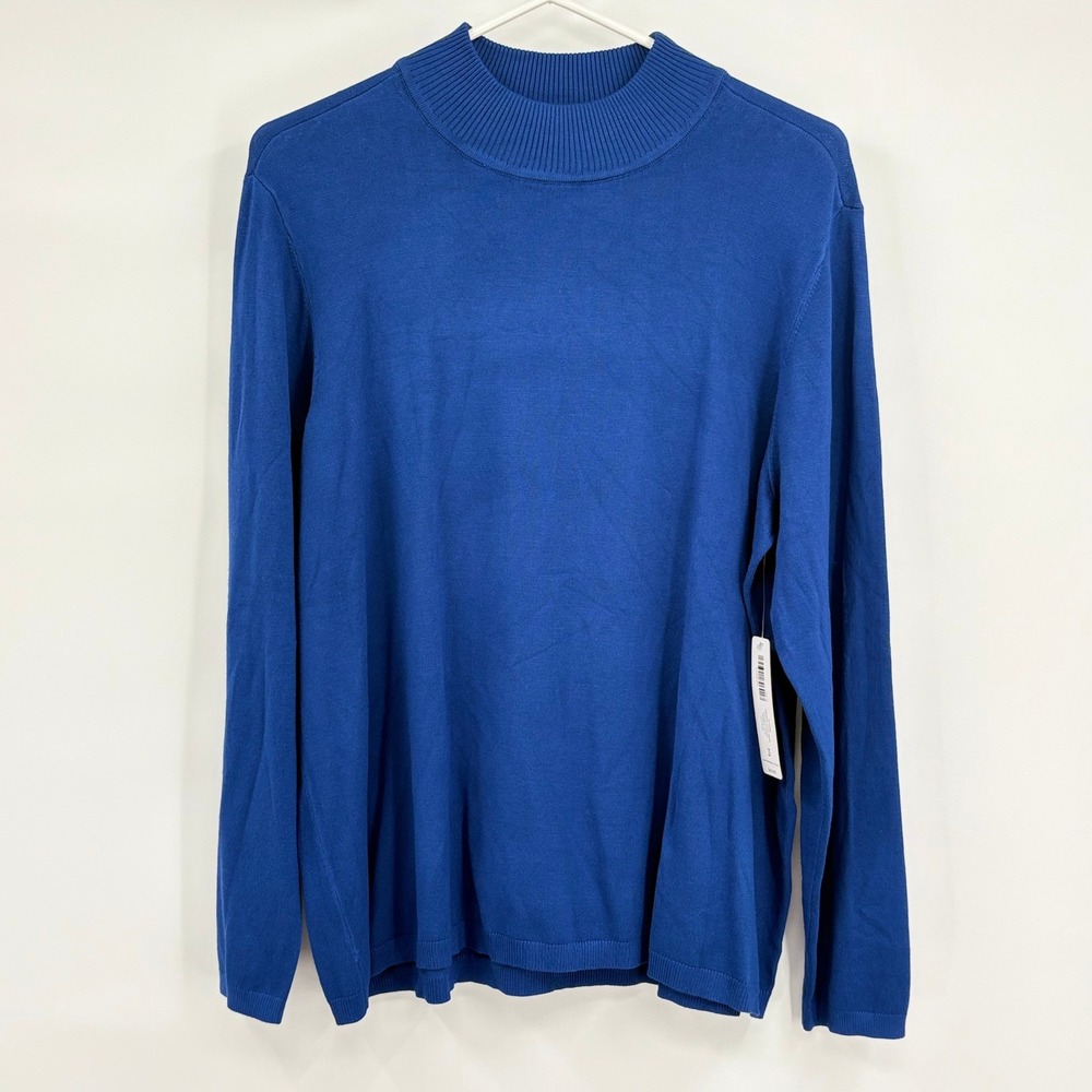 Chicos NEW NWT Addison Mock Neck Pullover Basic Sweater Admiral Blue 3 L XL